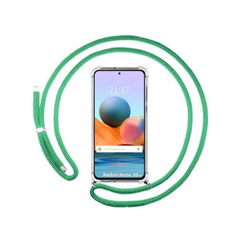 Funda Colgante Transparente Xiaomi Redmi Note 10 Pro Con Cordon Verde Agua