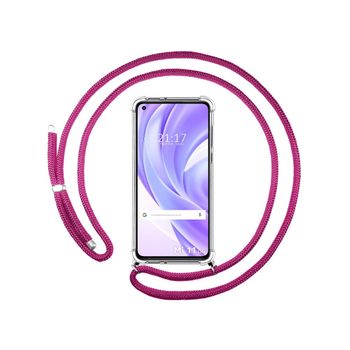 Funda Colgante Transparente Xiaomi Mi 11 Lite 4g / 5g / 5g Ne Con Cordon Rosa Fucsia