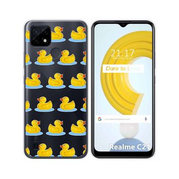 Funda Gel Transparente Realme C21 Diseño Pato