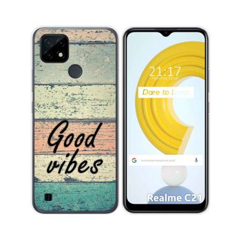 Funda Gel Tpu Realme C21 Diseño Madera 01