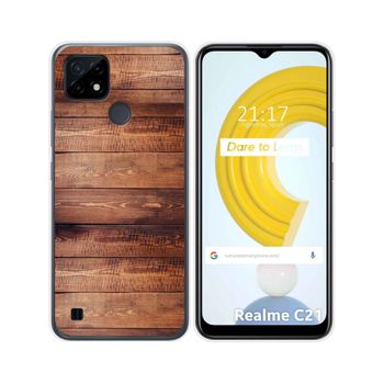 Funda Gel Tpu Realme C21 Diseño Madera 02