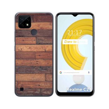 Funda Gel Tpu Realme C21 Diseño Madera 03