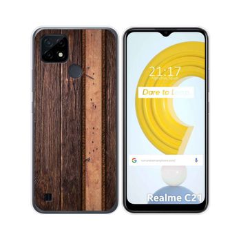 Funda Gel Tpu Realme C21 Diseño Madera 05