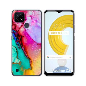 Funda Gel Tpu Realme C21 Diseño Mármol 15