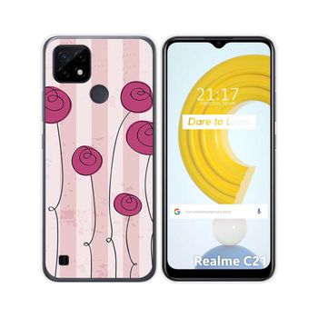 Funda Gel Tpu Realme C21 Diseño Flores Vintage