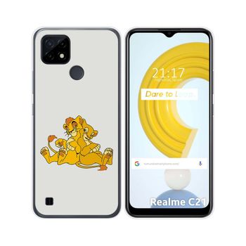 Funda Gel Tpu Realme C21 Diseño Leones