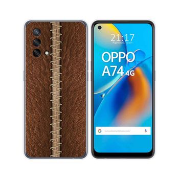 Funda Gel Tpu Oppo A74 4g Diseño Cuero 01