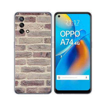 Funda Gel Tpu Oppo A74 4g Diseño Ladrillo 01