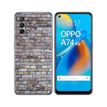 Funda Gel Tpu Oppo A74 4g Diseño Ladrillo 02