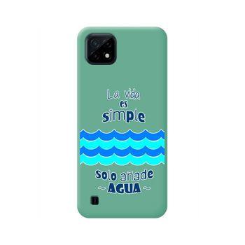 Funda Silicona Líquida Verde Realme C21 Diseño Agua