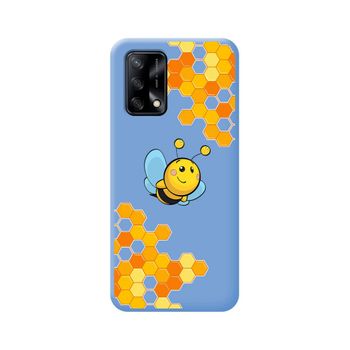 Funda Silicona Líquida Azul Oppo A74 4g Diseño Abeja