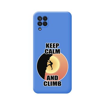 Funda Silicona Líquida Azul Samsung Galaxy A22 4g / M22 Diseño Hombre Escalada