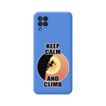 Funda Silicona Líquida Azul Samsung Galaxy A22 4g / M22 Diseño Mujer Escalada