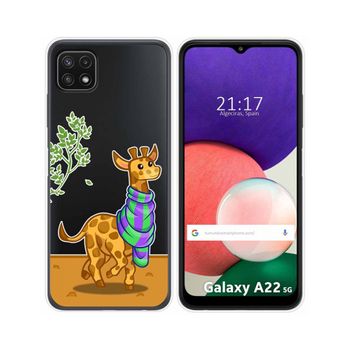 Funda Silicona Transparente Samsung Galaxy A22 5g Diseño Jirafa