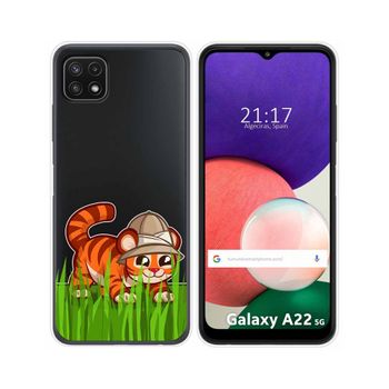 Funda Silicona Transparente Samsung Galaxy A22 5g Diseño Tigre