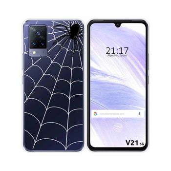 Funda Silicona Transparente Vivo V21 5g Diseño Araña