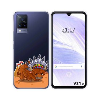 Funda Silicona Transparente Vivo V21 5g Diseño Bufalo