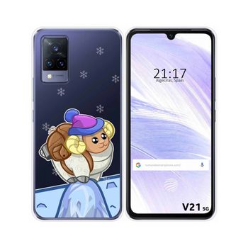 Funda Silicona Transparente Vivo V21 5g Diseño Cabra