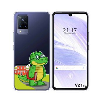 Funda Silicona Transparente Vivo V21 5g Diseño Coco