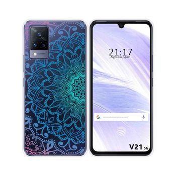 Funda Silicona Transparente Vivo V21 5g Diseño Mandala