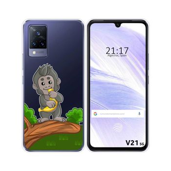 Funda Silicona Transparente Vivo V21 5g Diseño Mono