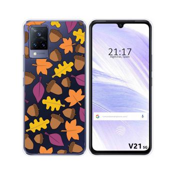 Funda Silicona Transparente Vivo V21 5g Diseño Otoño