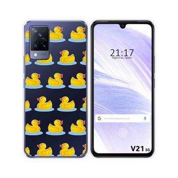 Funda Silicona Transparente Vivo V21 5g Diseño Pato