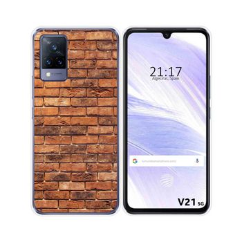 Funda Silicona Vivo V21 5g Diseño Ladrillo 04