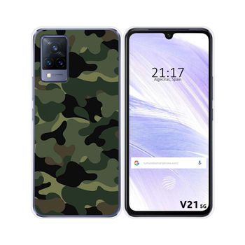 Funda Silicona Vivo V21 5g Diseño Camuflaje