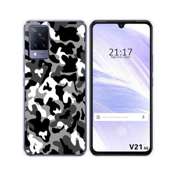 Funda Silicona Vivo V21 5g Diseño Snow Camuflaje