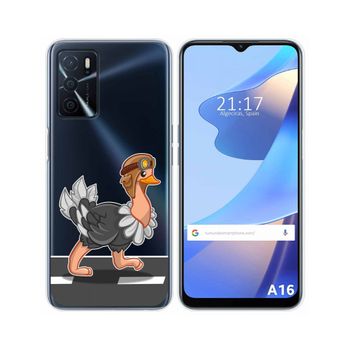 Funda Silicona Transparente Oppo A16 / A16s Diseño Avestruz