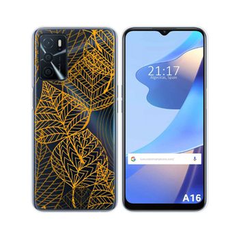 Funda Silicona Transparente Oppo A16 / A16s Diseño Hojas