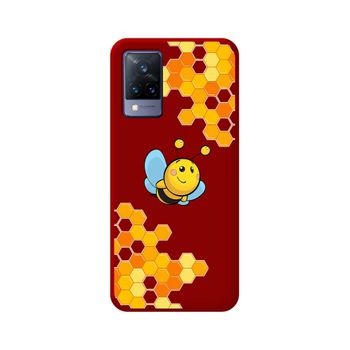 Funda Silicona Líquida Roja Vivo V21 5g Diseño Abeja