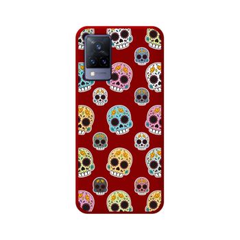 Funda Silicona Líquida Roja Vivo V21 5g Diseño Catrina