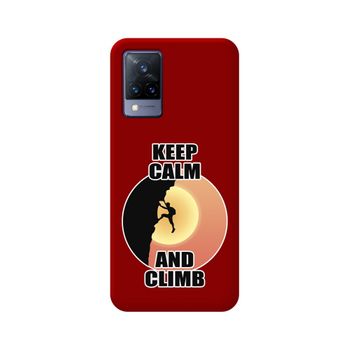 Funda Silicona Líquida Roja Vivo V21 5g Diseño Hombre Escalada