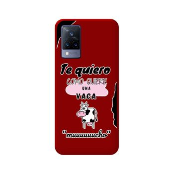 Funda Silicona Líquida Roja Vivo V21 5g Diseño Vaca