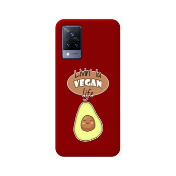 Funda Silicona Líquida Roja Vivo V21 5g Diseño Vegan Life