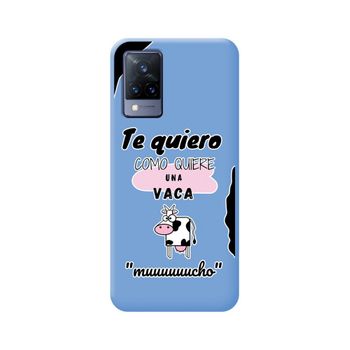 Funda Silicona Líquida Azul Vivo V21 5g Diseño Vaca