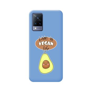 Funda Silicona Líquida Azul Vivo V21 5g Diseño Vegan Life