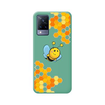 Funda Silicona Líquida Verde Vivo V21 5g Diseño Abeja