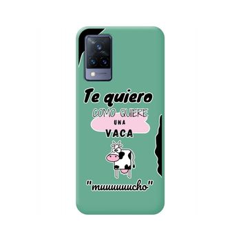 Funda Silicona Líquida Verde Vivo V21 5g Diseño Vaca