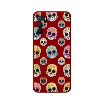 Funda Silicona Líquida Roja Oppo A16 / A16s Diseño Catrina