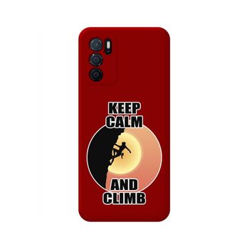 Funda Silicona Líquida Roja Oppo A16 / A16s Diseño Mujer Escalada