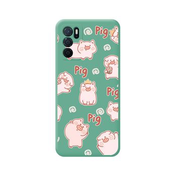 Funda Silicona Líquida Verde Oppo A16 / A16s Diseño Cerdos