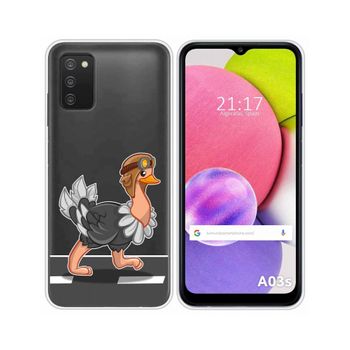 Funda Silicona Transparente Samsung Galaxy A03s Diseño Avestruz