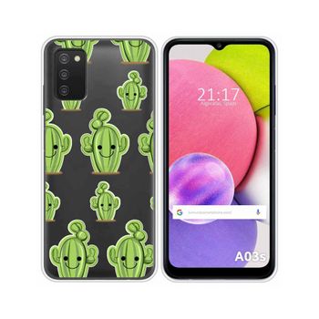 Funda Silicona Transparente Samsung Galaxy A03s Diseño Cactus