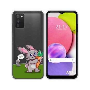 Funda Silicona Transparente Samsung Galaxy A03s Diseño Conejo