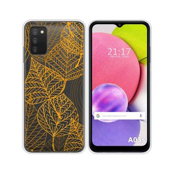 Funda Silicona Transparente Samsung Galaxy A03s Diseño Hojas