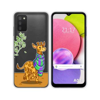 Funda Silicona Transparente Samsung Galaxy A03s Diseño Jirafa