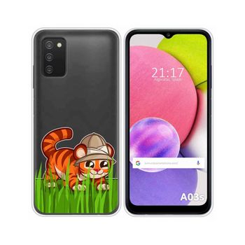 Funda Silicona Transparente Samsung Galaxy A03s Diseño Tigre